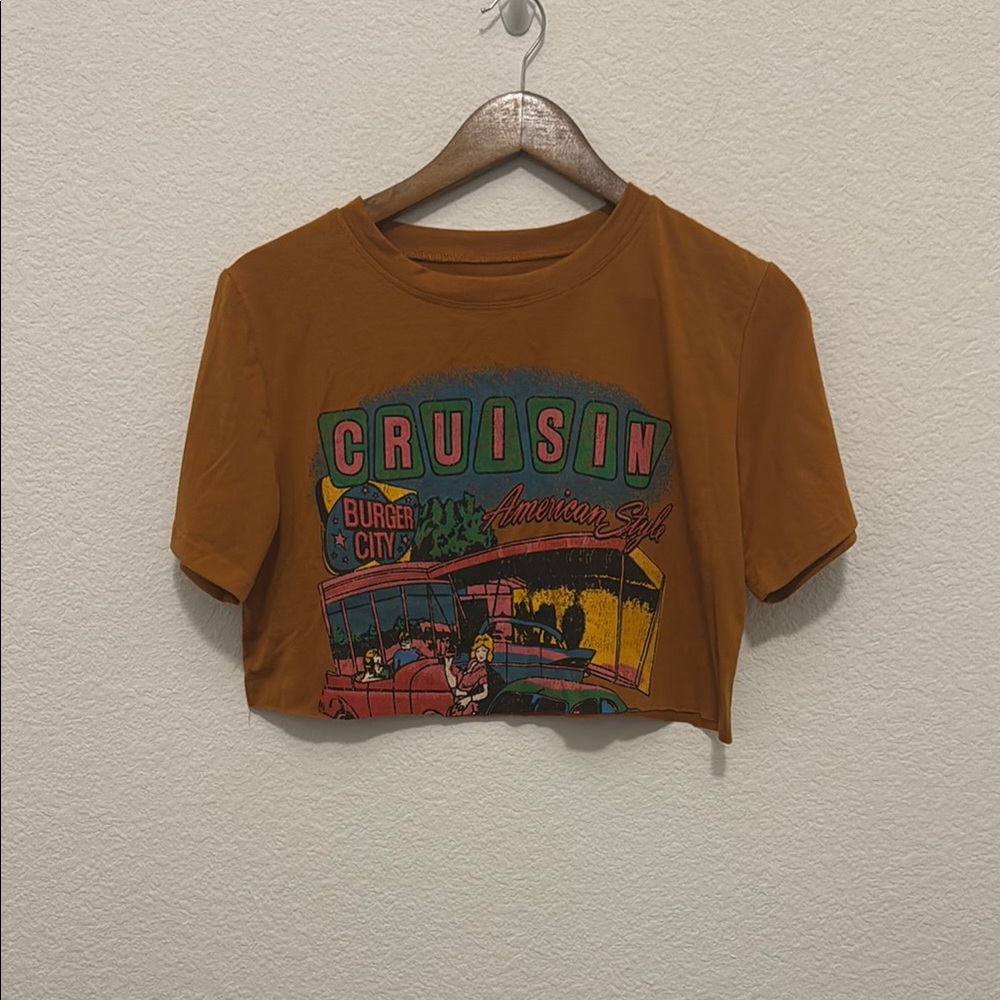 Orange Graphic Crop Top
